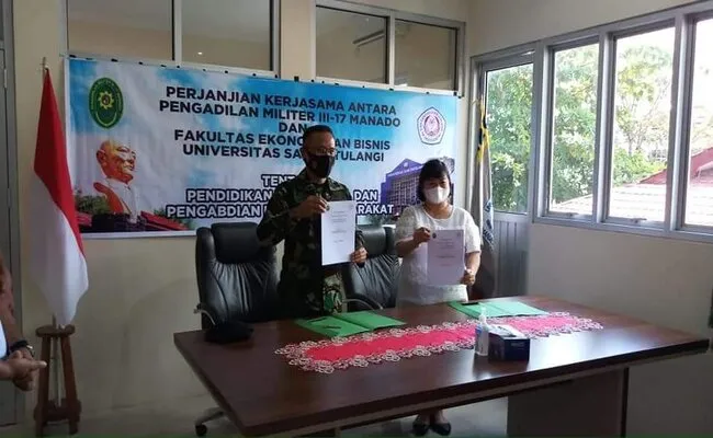 Penandatanganan Perjanjian Kerja Sama Pengadilan Militer III-17 Manado dengan Fakultas Ekonomi & Bisnis  Universitas Samratulangi Manado
