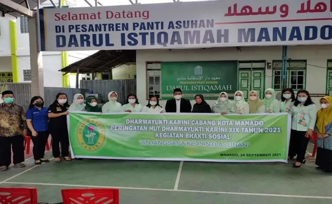 HUT DHARMAYUKTI,Pengurus Dharmayukti Karini Cabang Manado Anjangsana ke Panti Asuhan Istiqamah  dan Bukit Harapan Manado