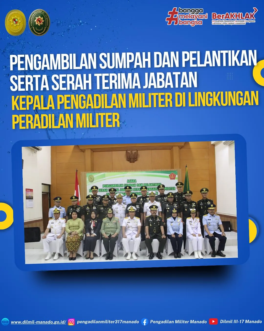 Pengambilan Sumpah dan Pelantikan Serta Serah Terima Jabatan Kepala Pengadilan Militer III-17 Manado 2025 Pengambilan Sumpah dan Pelantikan Serta Serah Terima Jabatan Kepala Pengadilan Militer III-17 Manado 2025