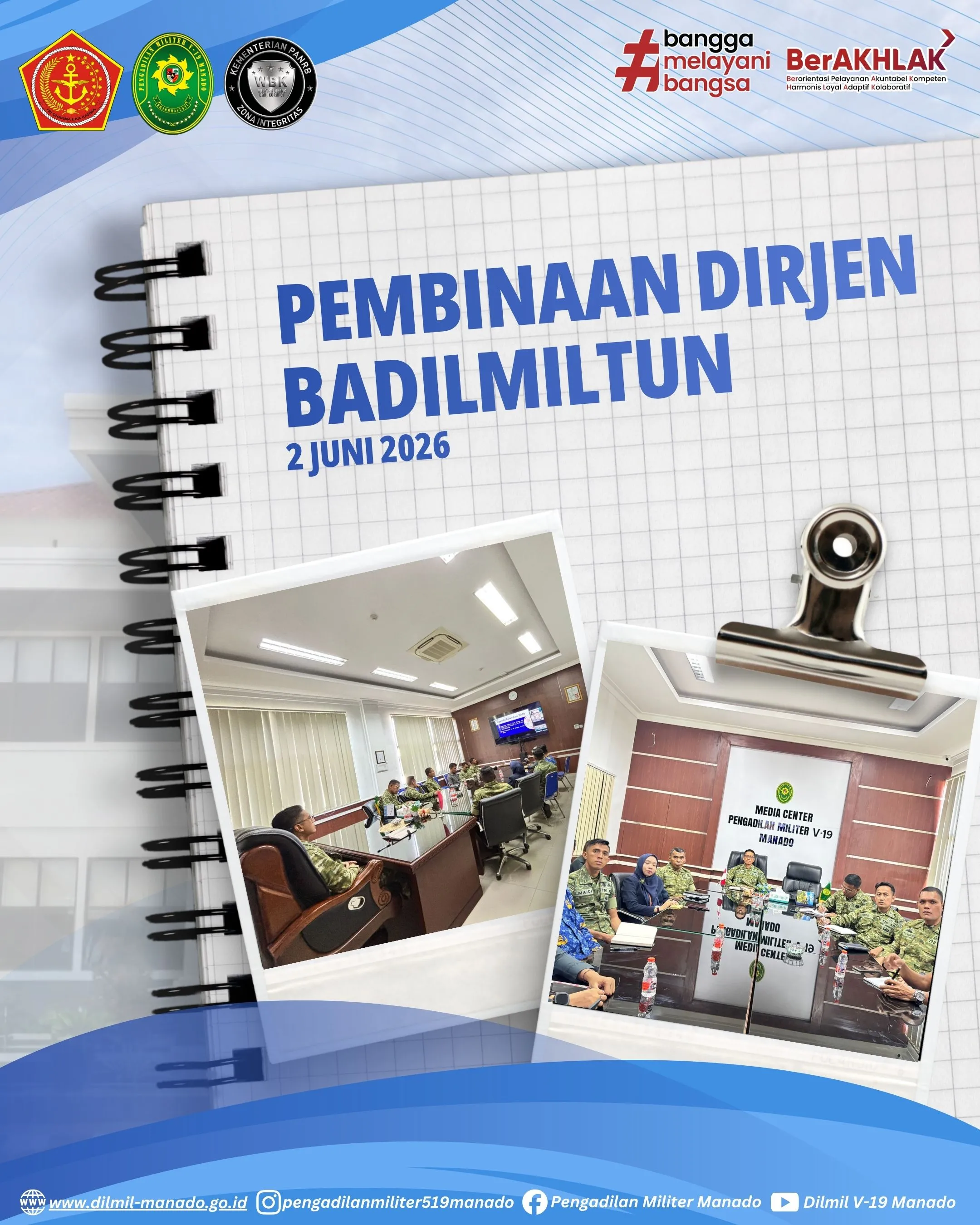 Pembinaan secara daring oleh Dirjen Badilmiltun Bulan Juni 2026