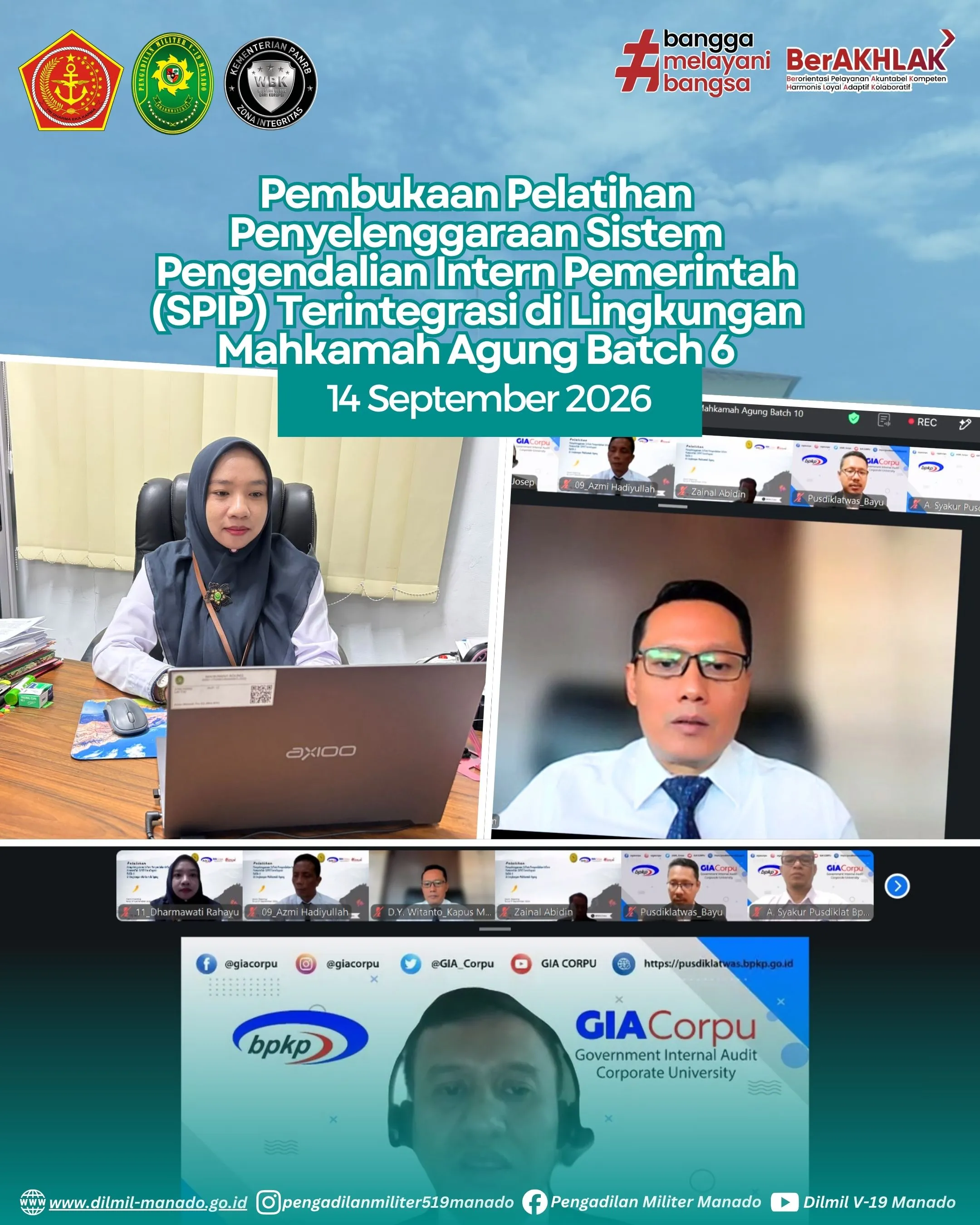 Pembukaan Pelatihan Penyelenggaraan Sistem Pengendalian Intern Pemerintah (SPIP) Terintegrasi di Lingkungan Mahkamah Agung Batch 6