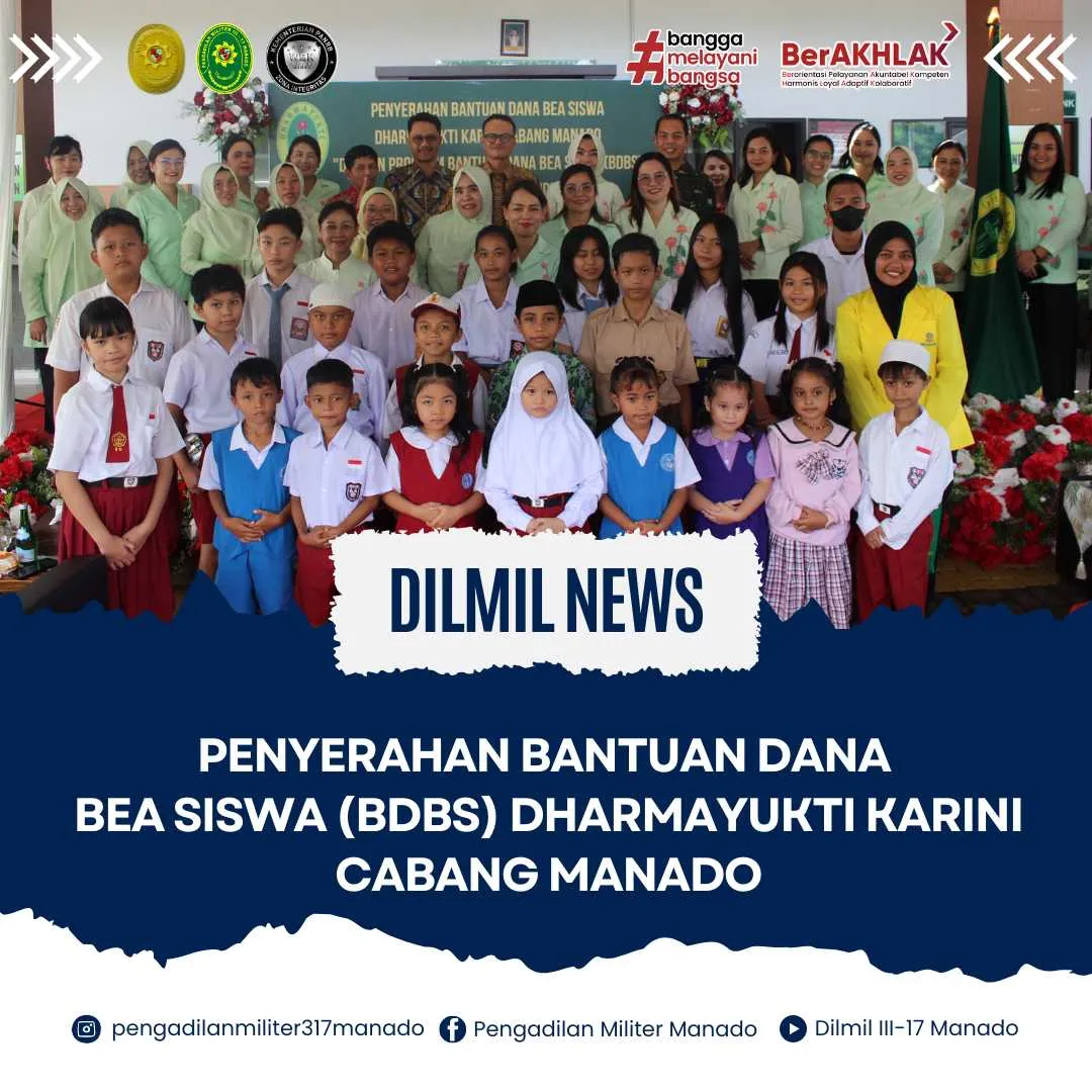 Penyerahan Bantuan Dana Bea Siswa (BDBS) Dharmayukti Karini Cabang Manado
