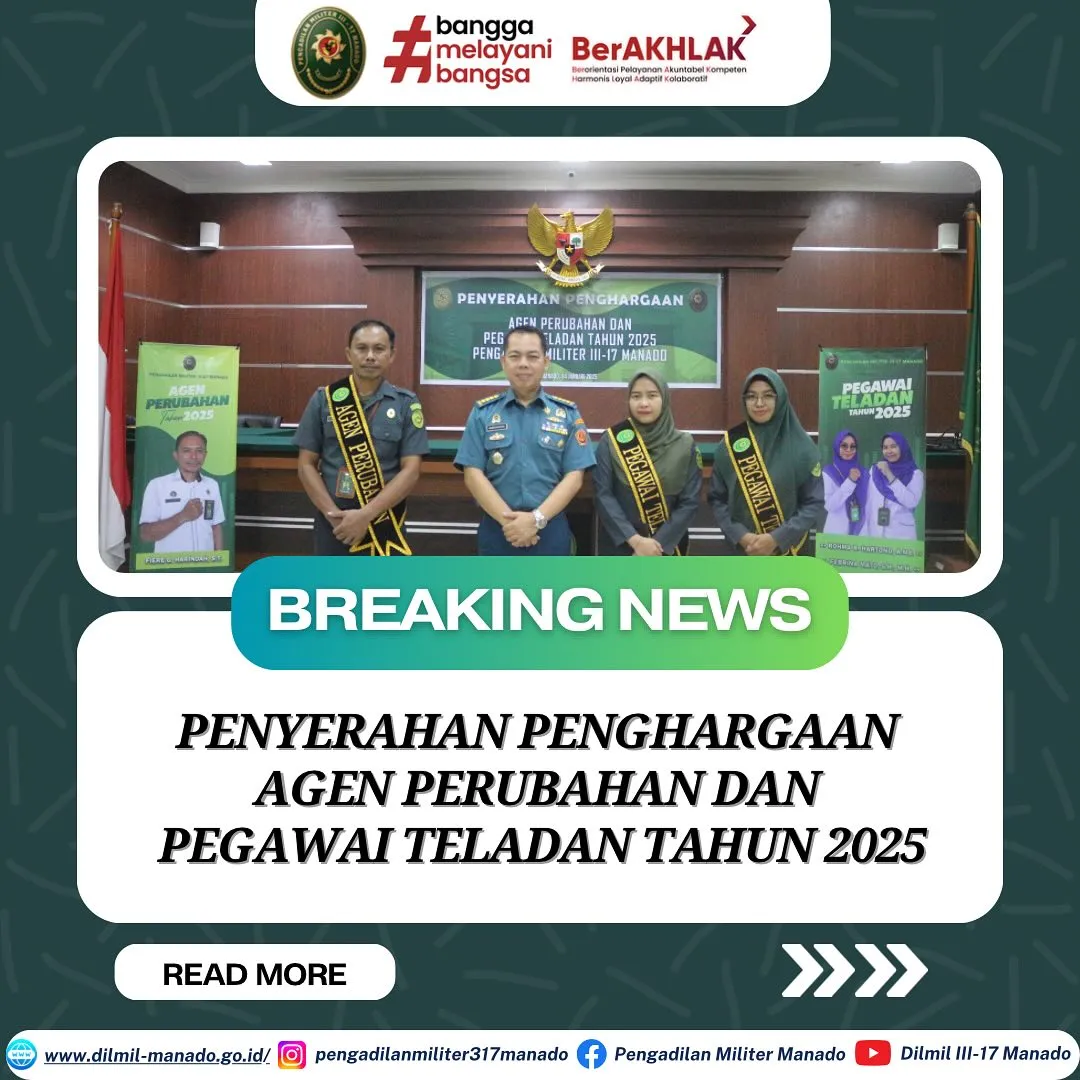 Acara Penyerahan Penghargaan Agen Perubahan dan Pegawai Teladan Tahun 2025