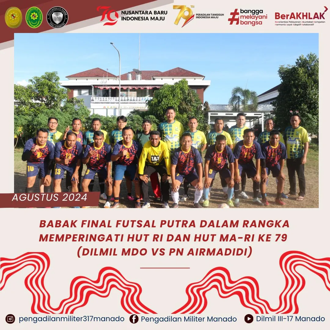 TIM FUTSAL DILMIL MANADO BERHASIL KELUAR MENJADI PEMENANG DALAM PERLOMBAAN FUTSAL ANTAR PENGADILAN SE SULAWESI UTARA