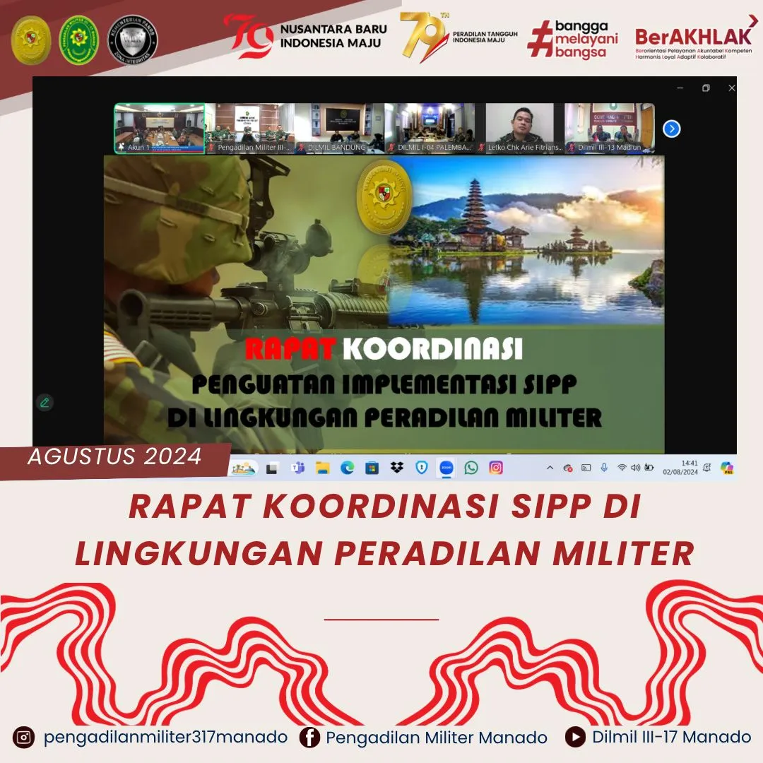 RAPAT KOORDINASI PENGUATAN IMPLEMENTASI SIPP DILINGKUNGAN PERADILAN MILITER