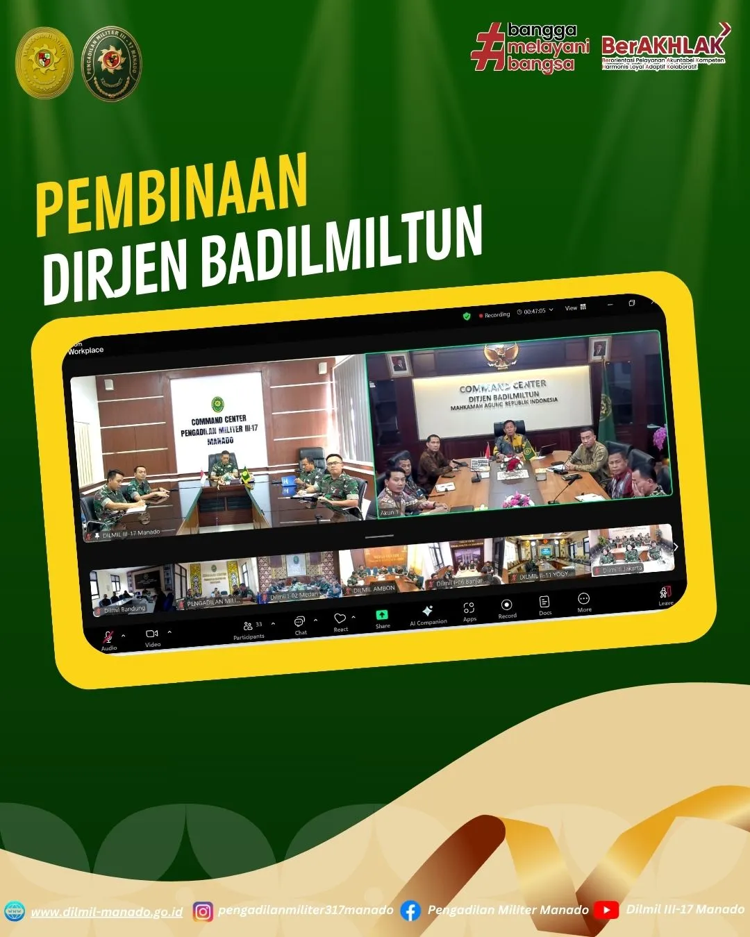 Pembinaan Dirjen Badilmiltun. Jum'at 14 Maret 2025