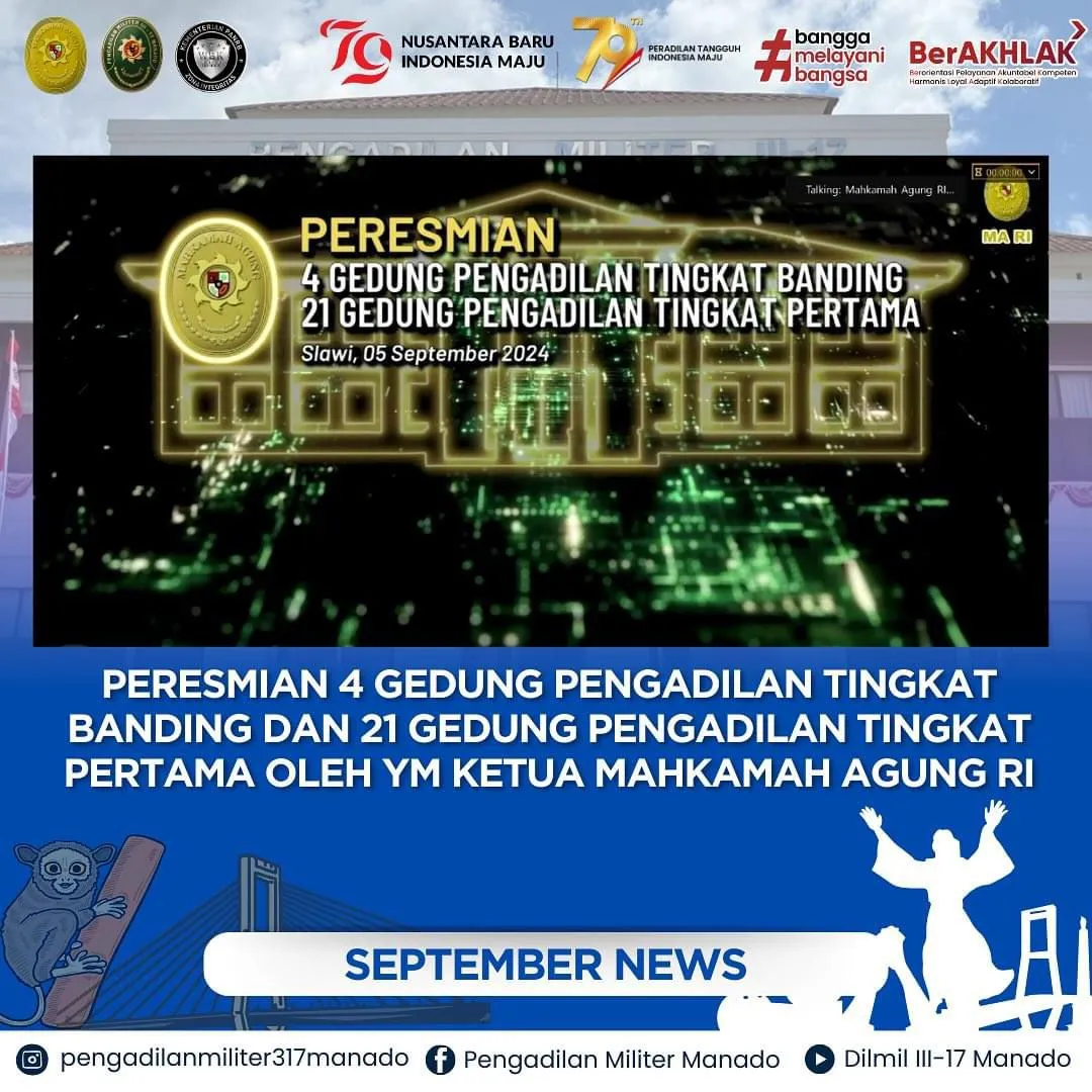 PERESMIAN 4 GEDUNG PENGADILAN TINGKAT BANDING DAN 21 GEDUNG PENGADILAN TINGKAT PERTAMA OLEH YM KETUA MAHKAMAH AGUNG RI