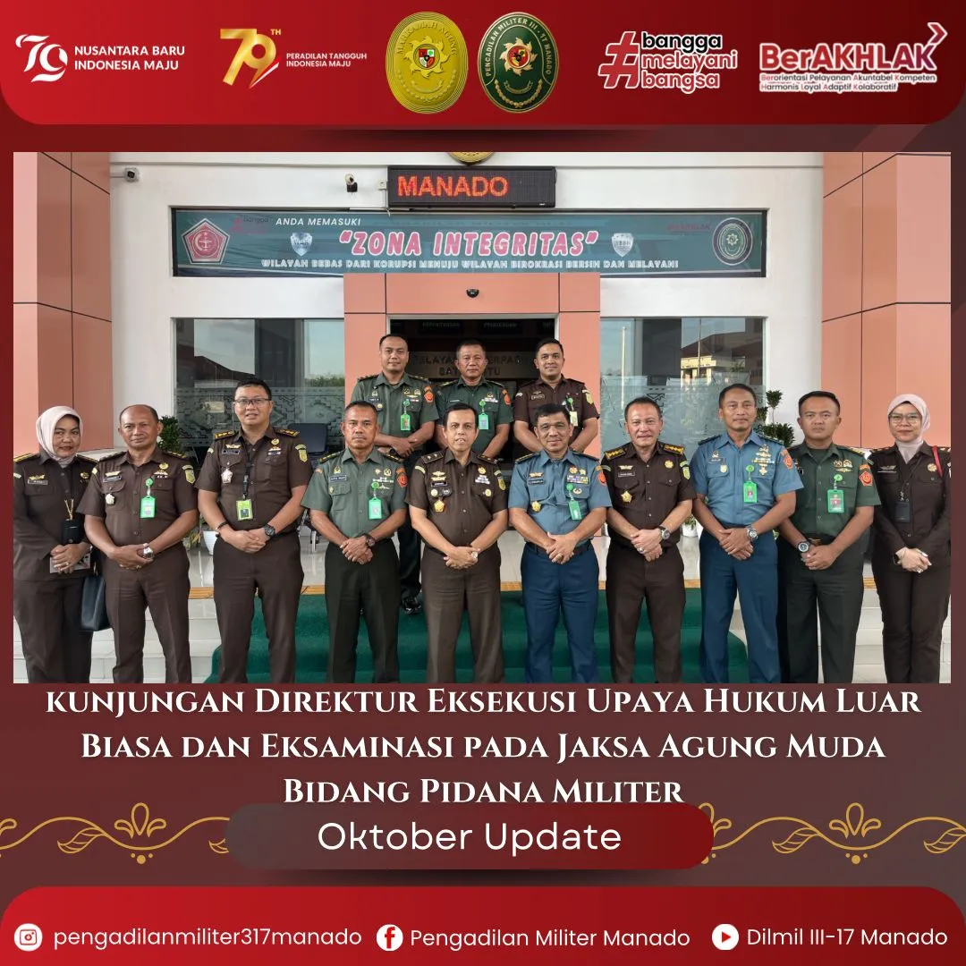 KUNJUNGAN DIREKTUR EKSEKUSI, UPAYA HUKUM LUAR BIASA DAN EKSAMINASI PADA JAKSA AGUNG MUDA BIDANG PIDANA MILITER KEJAKSAAN AGUNG RI
